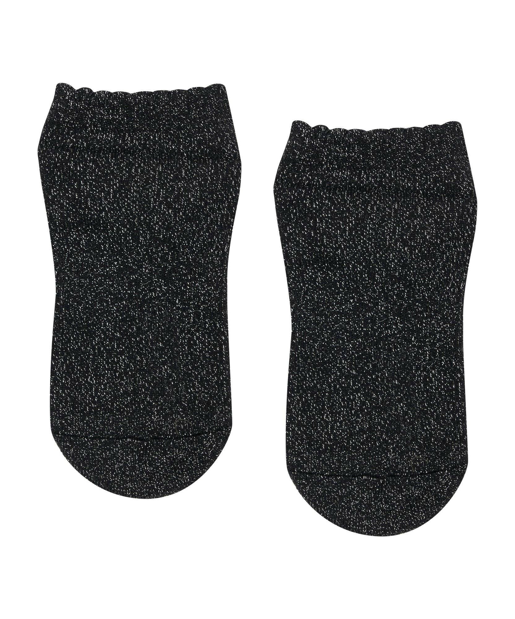 MoveActive - Vente Chaussettes – femme - Chaussettes classiques à taille basse antidérapantes - Black Sparkle Frill2