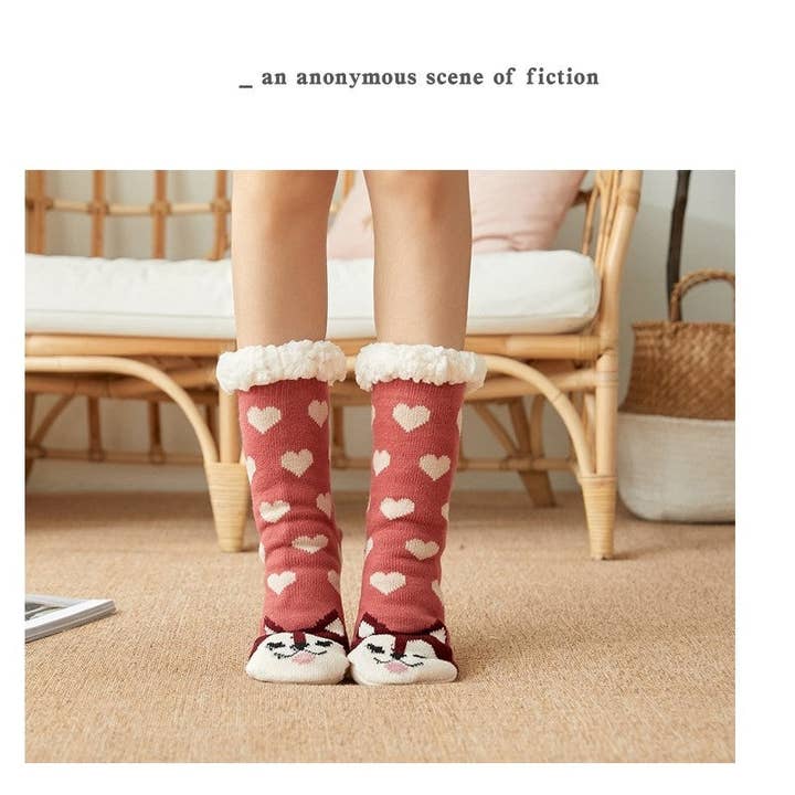 Sheer Trend - Wholesale Socks - Women's - Adults Cute Cartoon Fleece Lining Warm Thick Homewear Winter Floor Socks2