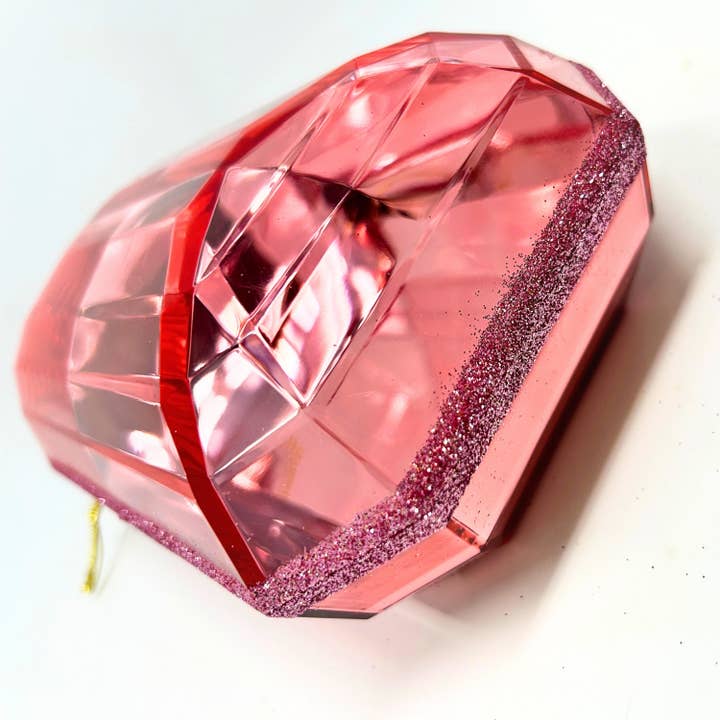 David Christopher's Collection - Wholesale Ornament - Acrylic Emerald Cut Precious Gem Ornament 8" - Pink