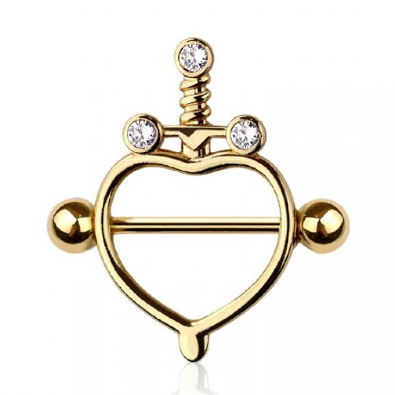 316L SURGICAL STEEL HEART SWORD NIPPLE RING for wholesale by CRAVE