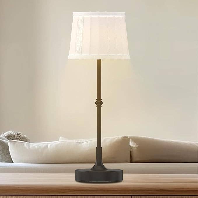 LivingTaste Home Inc - Wholesale Accent/Desk Lamp - Cordless Rechargeable Fabric Shade Bedside Black Lamps