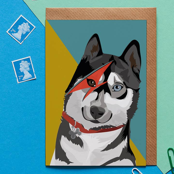 Eli The Husky Dog Greeting Card for wholesale by Lorna Syson