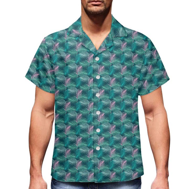 Edicion Especial - Wholesale Button Down Shirt - Men's - Teal Hawaiian shirt