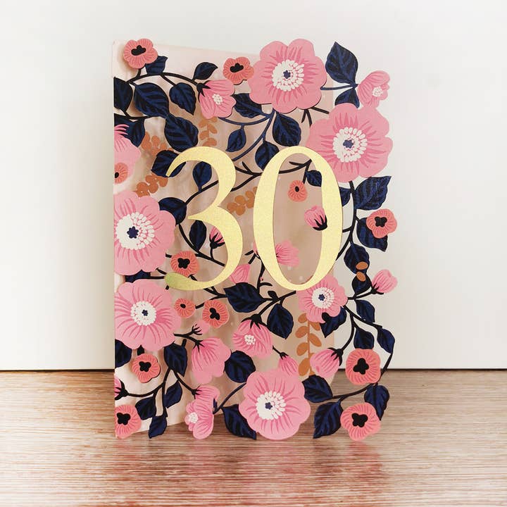 Original paper cut card -age 30 for wholesale by Alljoy Design