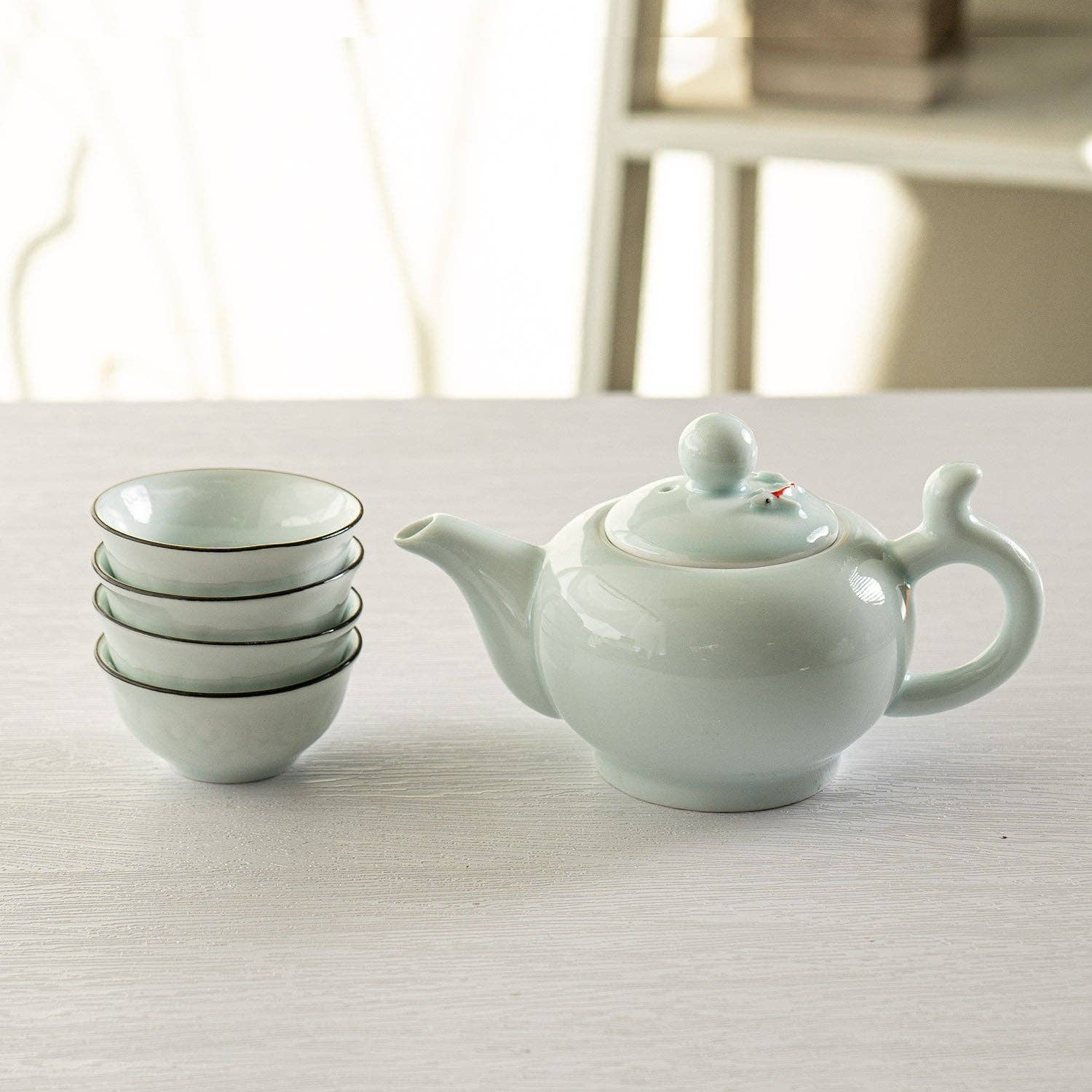 Urban Tokyo - Wholesale Tea Set - Japanese Koi Fish Kung Fu Tea Set 8oz Tea Pot with 4 Cups Blue (1/30)2