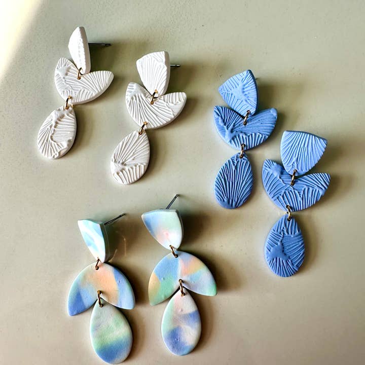 Flora Drop Dangles – Textured + Matte Clay Earrings for wholesale by Willow and Wild