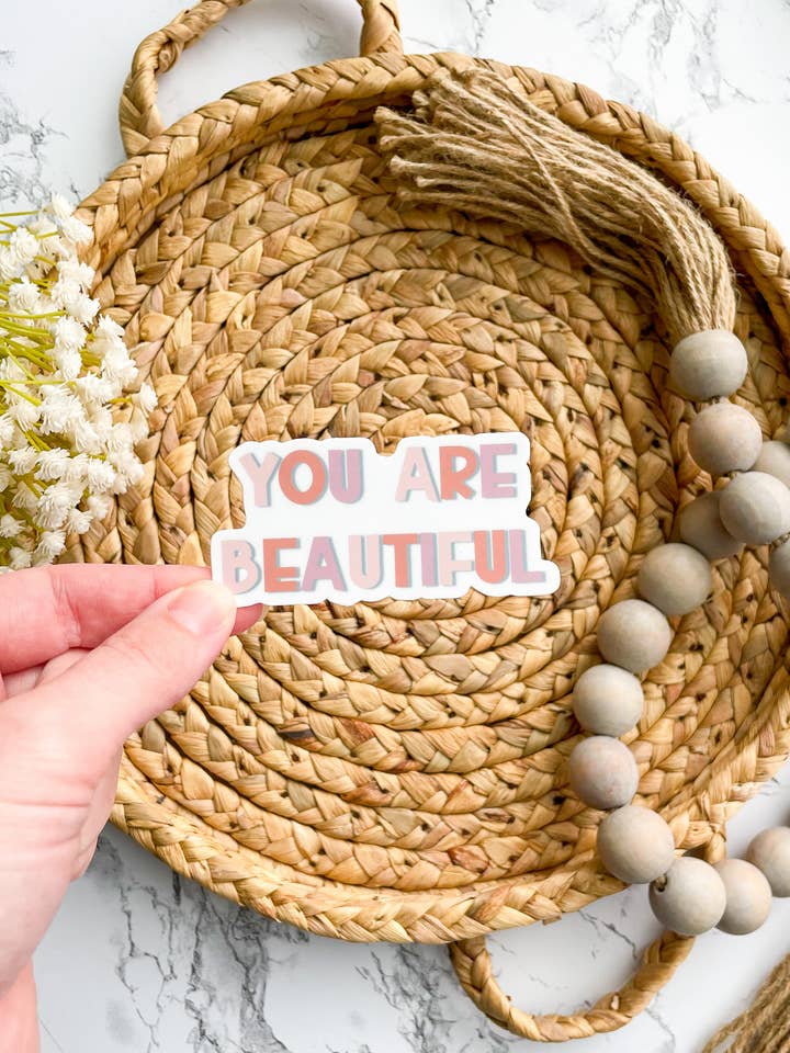 You are beautiful sticker 3" x 1.45" for wholesale by William Marie Designs