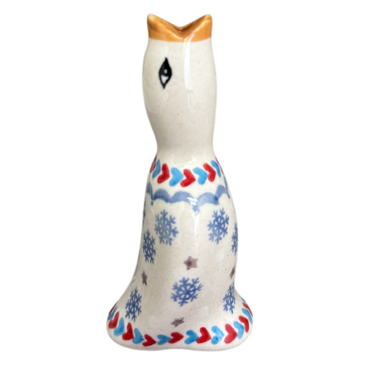 Polish Pottery Outlet - Wholesale Decorative Tabletop Object - Pie Bird, 4", Manufaktura, (P189) in "Snowflake Love" by Manufaktura | P189U-PS010