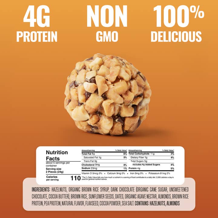 The GFB – wholesale Snack bar – The GFB Dark Chocolate Hazelnut Bites