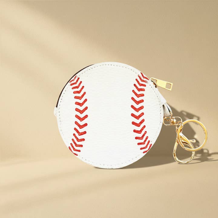 Baseball Keychain Bag Charm - Sports Coin Purse Zipper Pouch for wholesale by Loven x Mini Momo