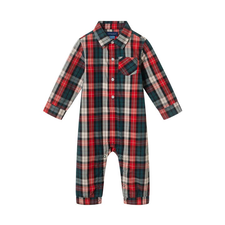 Infant Plaid Shirtall | Red for wholesale by Andy & Evan