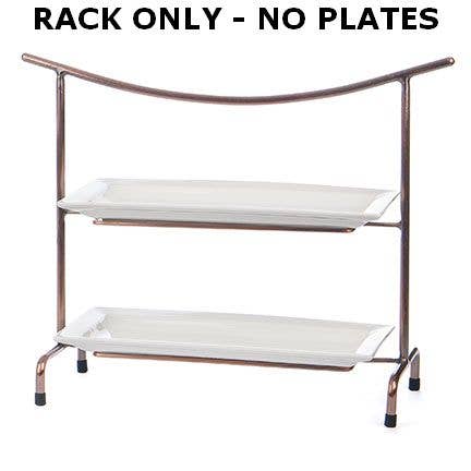 2 Tier Copper Metal Rectangular Rack Display ***NO PLATES*** for wholesale by Willow Group