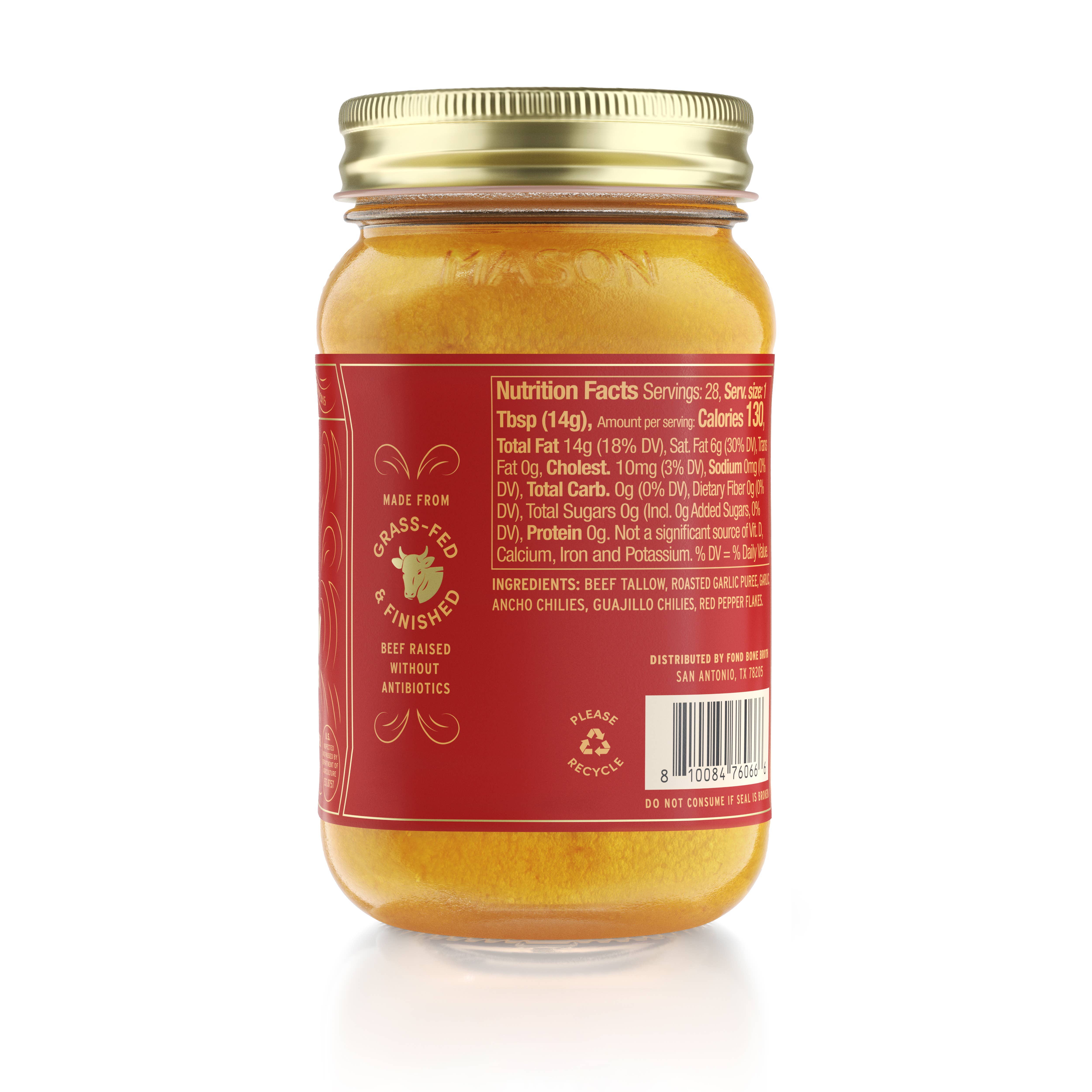 Fond Regenerative - Wholesale Cooking Oil - Chili & Garlic Regenerative Beef Tallow 14oz2