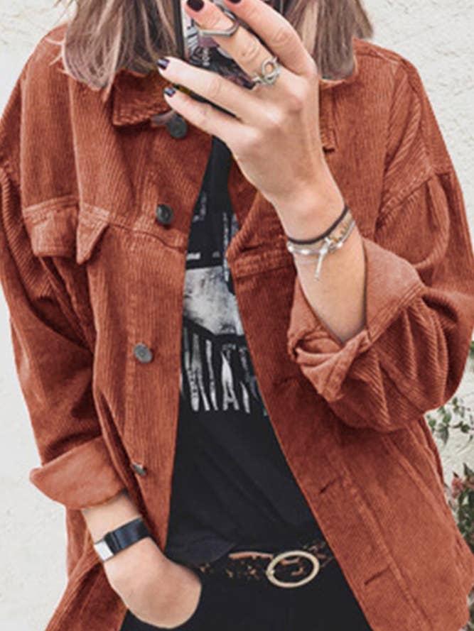 TOPW498 Corduroy Shacket Jacket for wholesale by UNISHE