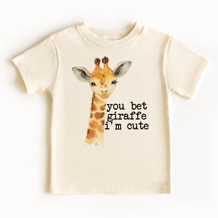 Camiseta You Bet Giraffe de color natural para niños pequeños para venta al por mayor de Love You a Latte Shop