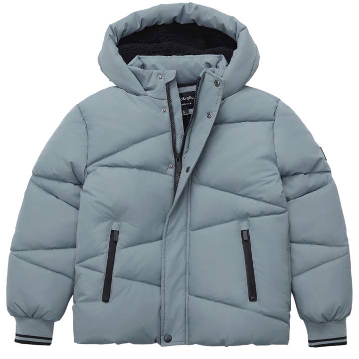 Rokka & Rolla - Wholesale Puffer Jacket - Kids - Boys' Grid Winter Coat Kids' Fleece Lined Jacket6