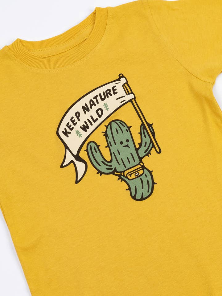 Keep Nature Wild - Wholesale Screen Printed T-Shirt - Unisex - Happy Camper Saguaro Toddler Tee | Mustard