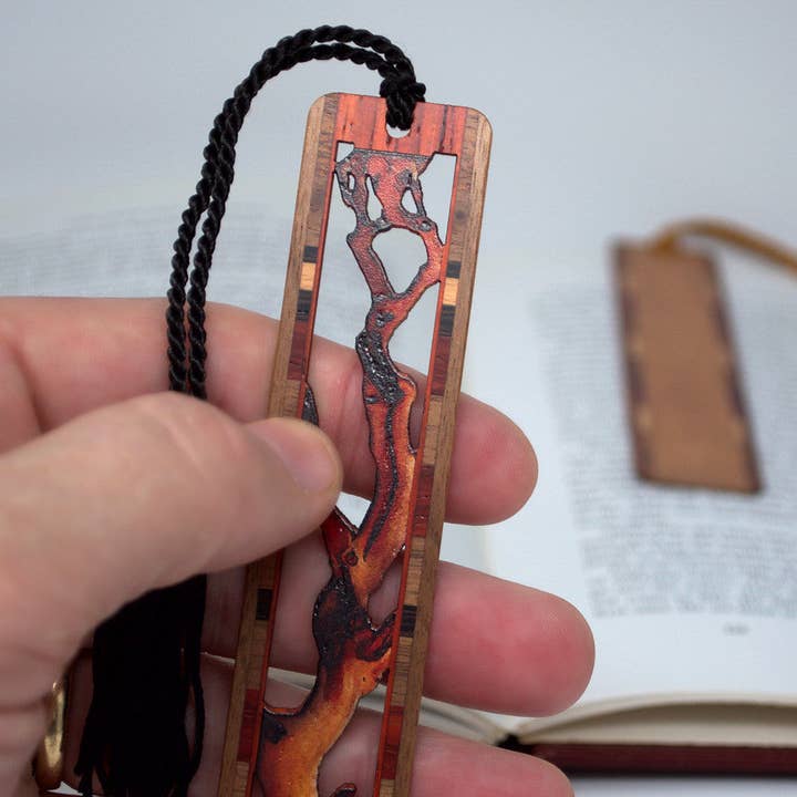 Mitercraft - Wholesale Bookmark - Madrona Branch Tree Engraved Cut Out Wooden Bookmark