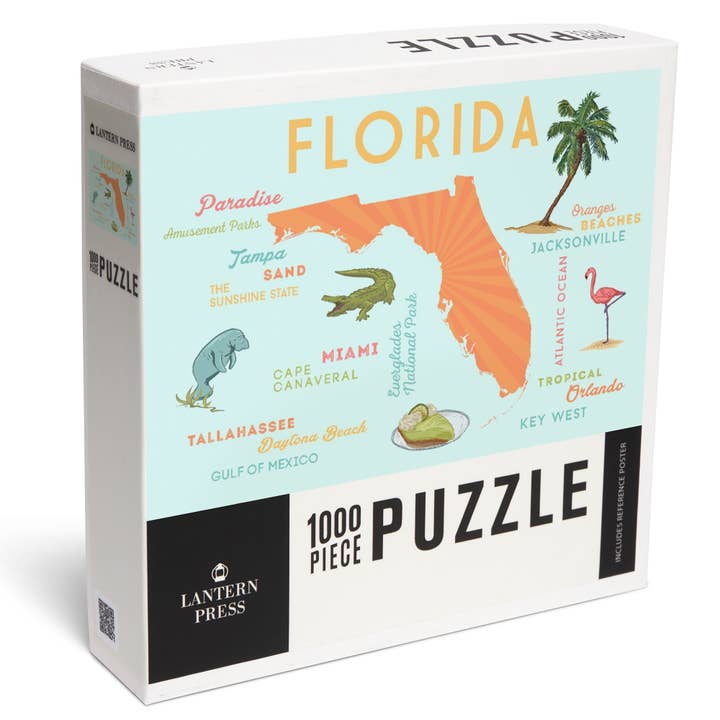 1000 PIECE PUZZLE Florida, Typography & Icons for wholesale by Lantern Press