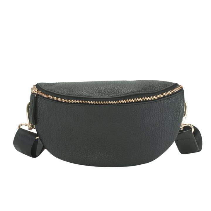 Rivet and Burr Half Moon Fanny Pack with Removable Strap for wholesale by Leather Impressions Inc