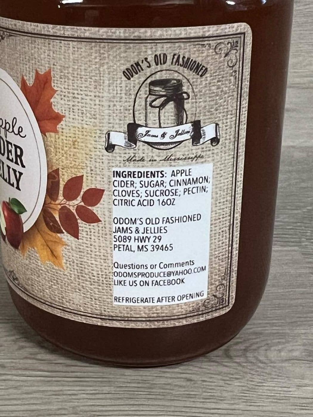 Odom's Old Fashioned Goods - Vente Confiture/gelée - Gelée de cidre de pomme1