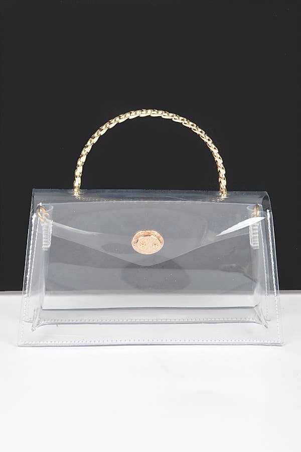 Shop Neighbors - Wholesale Clutch Bag - Women's - Transparent Metal Handle Flap Clutch5