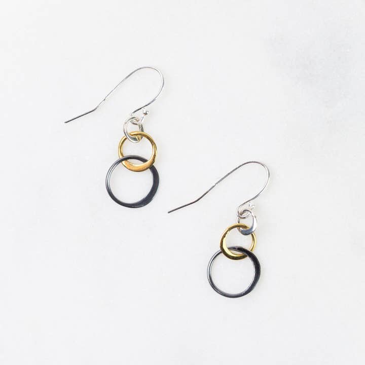 Anne Vaughan Designs Jewelry - Wholesale Dangle Earrings - Nightfall Mixed Metal Circles Simple Earrings