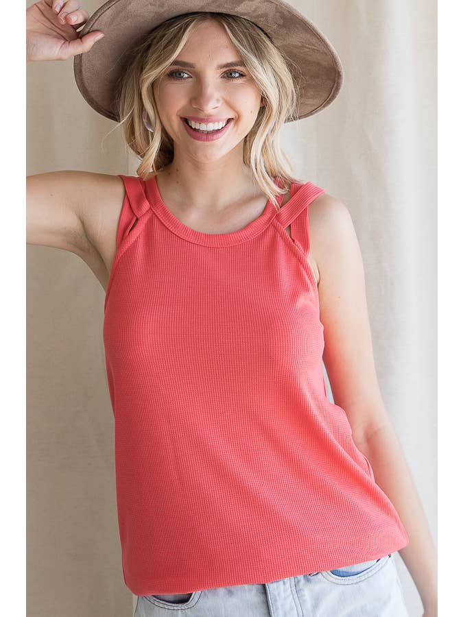 7th Ray - Venta al por mayor Camiseta sin mangas - Mujer - Top de Tirantes con Detalle de Correa en el Hombro de Punto Térmico T239518