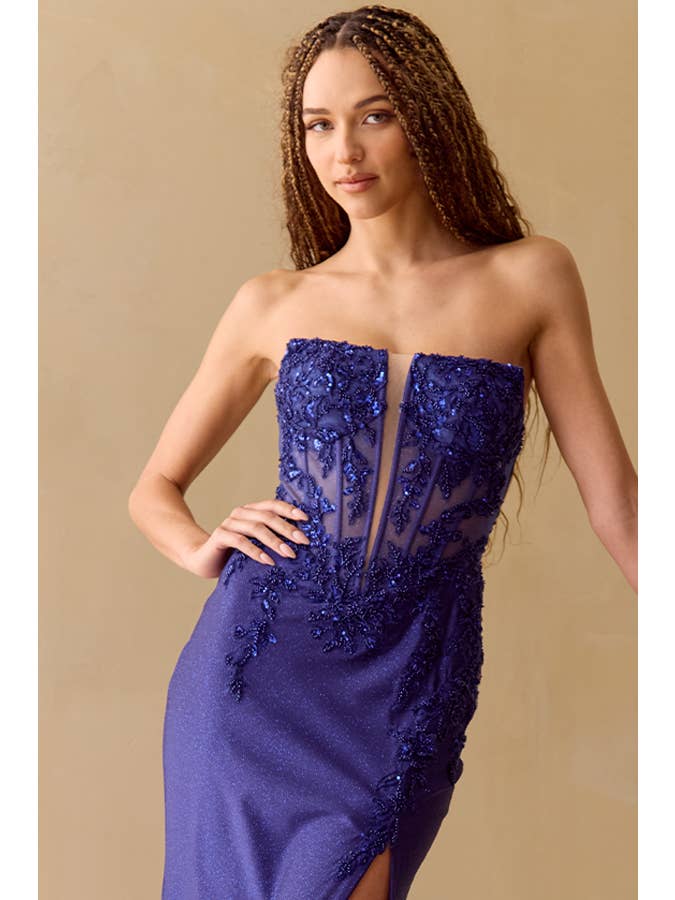 Babyfox Apparel - Wholesale Gown - Women's - Strapless Embellished Glitter Sparkle Sheath Dress15