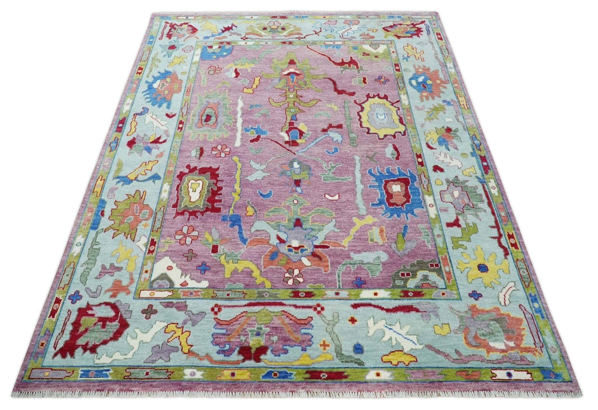 The Rug Decor, Inc. - Wholesale Area Rug - Ready to Ship Pink Modern Oushak Rug Wool Blue Colorful Hand knotted Area Rug10