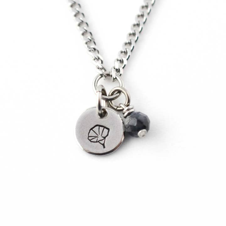 September Birthflower & Birthstone Necklace, Morning Glory & Sapphire, Handmade Personalised Jewellery for wholesale by Little Gems Jewels