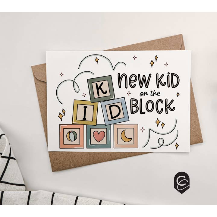 Cartão Novo Miúdo na Área por atacado de Curiously Cursive