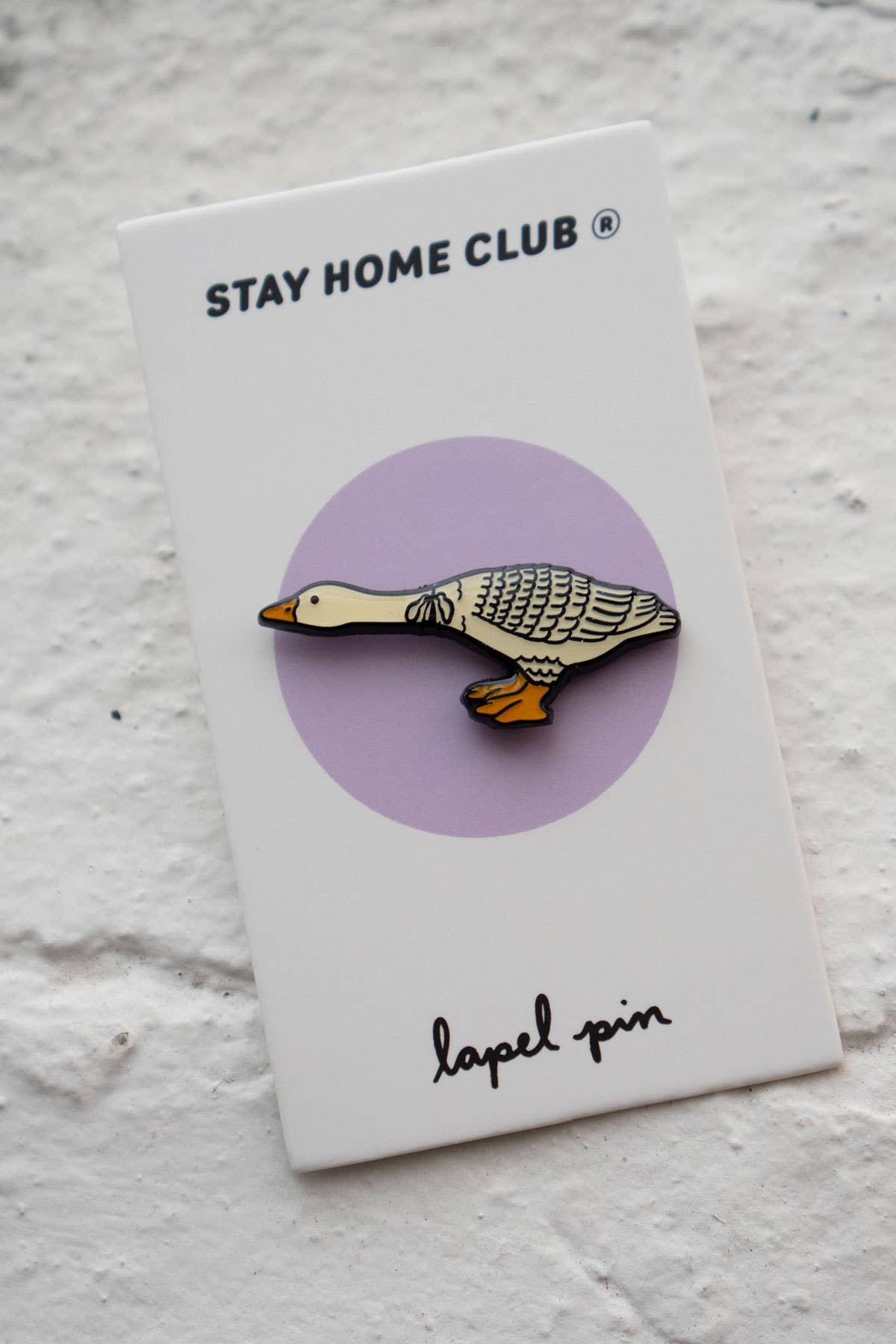 Stay Home Club – wholesale Lapel pin/button – Reaching Pin | Cute Goose Enamel Lapel Pin2