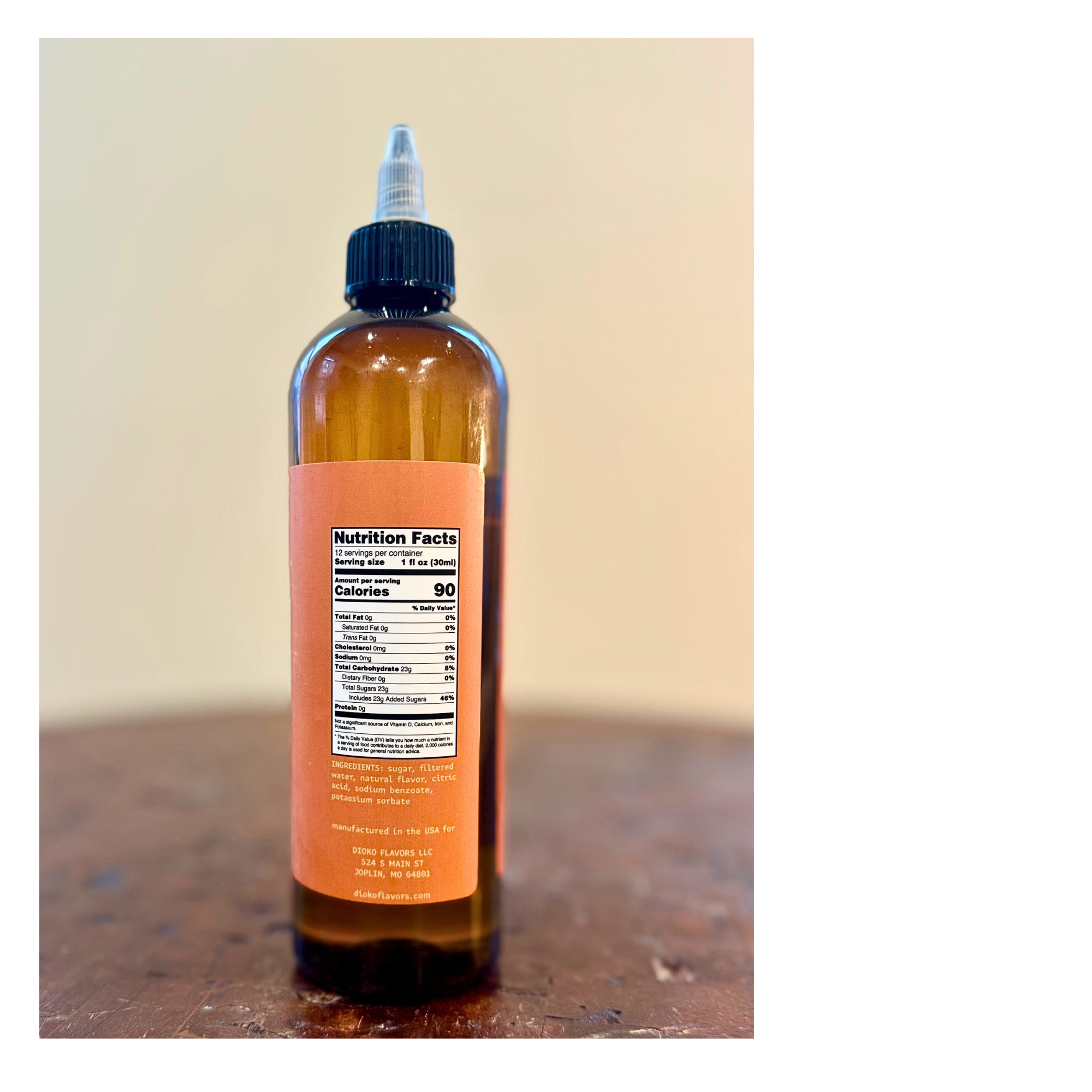 Dioko Flavors LLC - Wholesale Flavored Syrup - Dioko Premium Simple Syrup, 12 fl. oz Caramel 6