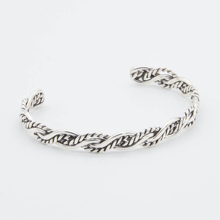 Bracciale rigido in argento sterling a corda intrecciata per la vendita all'ingrosso da parte di Renata Rubio 92.5