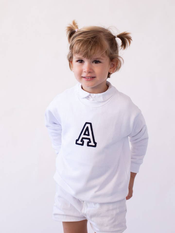 KIDS - Sweatshirt Branca | Inicial Mini por atacado de Anitials