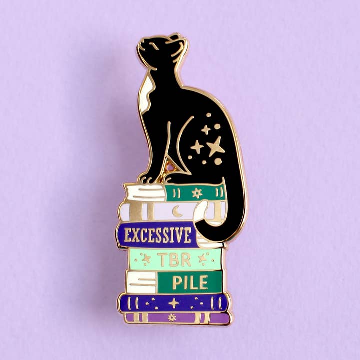 Excessive TBR Cat Enamel Pin for wholesale by Glitter Punk