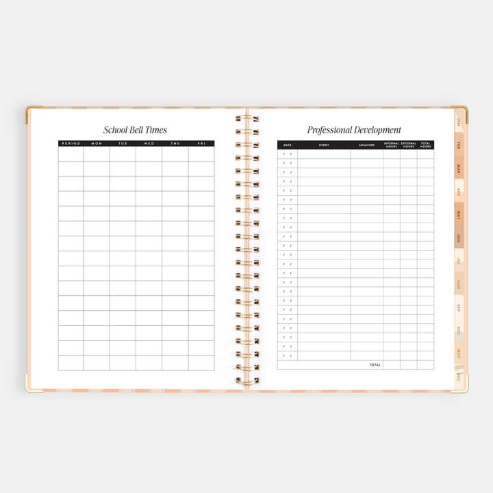 Fox & Fallow - Wholesale Planner - 2026 Coral Stripe A4 Academic Vertical Spiral Planner14