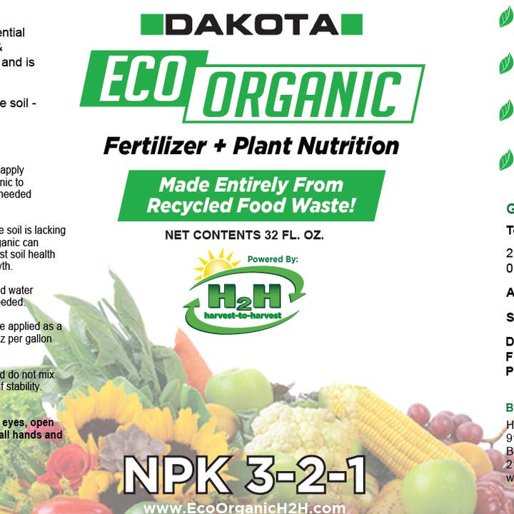 Organic REV - Wholesale Fertilizer - Eco-Organic 3-2-1 – Sustainable Fertilizer & Biostimulant (32oz Bottle)