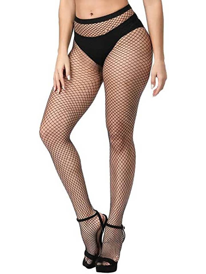 NERO Calze a rete diamantate trasparenti a vita alta con taglio francese in vendita all'ingrosso su Faire