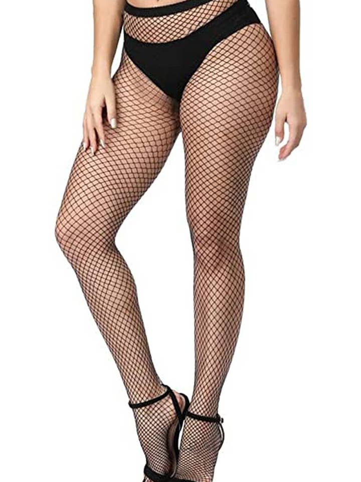 High Rise French Cut Diamond Fishnet Sheer Tight Pantyhose for wholesale by Cap Zone