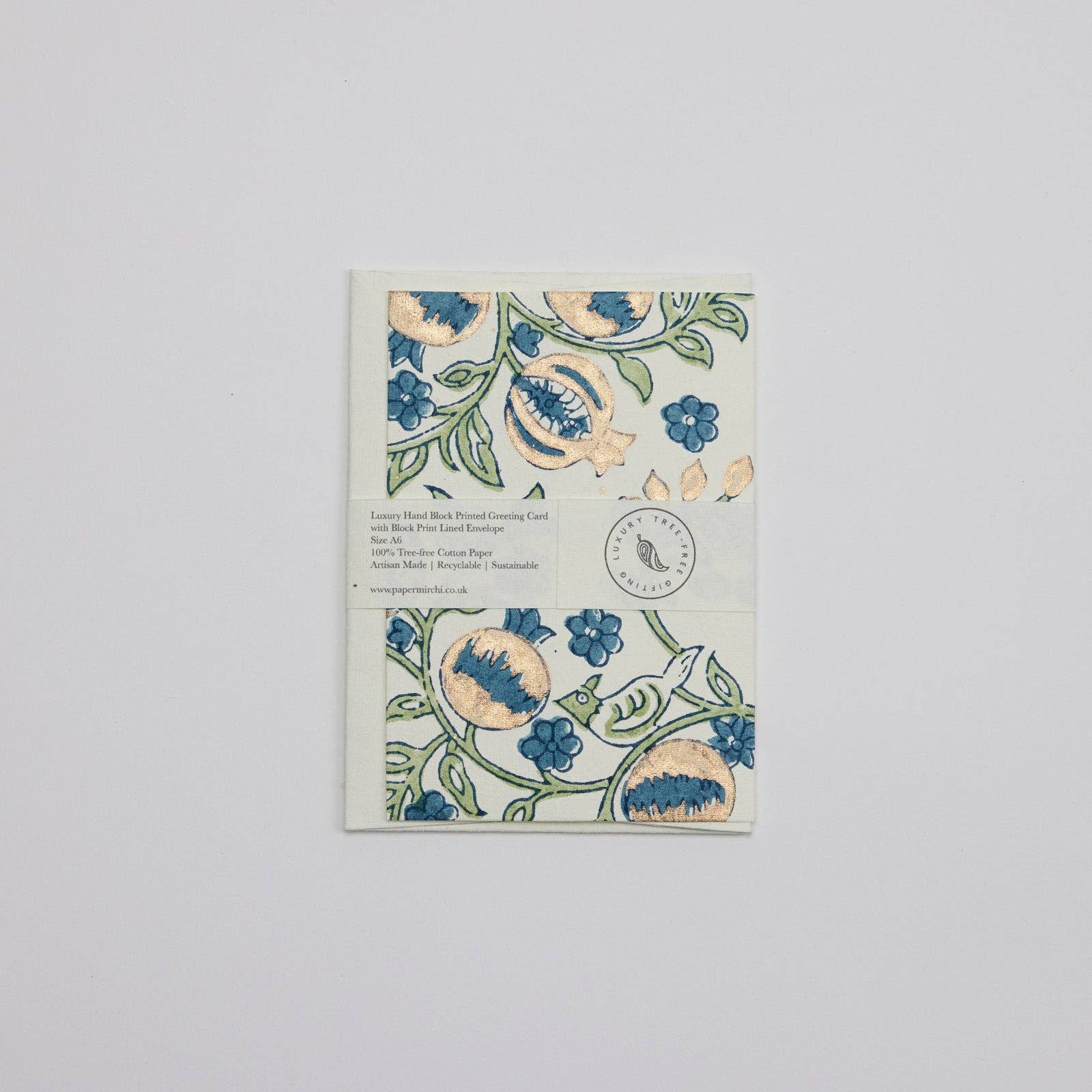 Paper Mirchi - Vendita all'ingrosso Biglietti di auguri generici - Biglietto di auguri stampato a blocchi a mano - Melagrana indaco2