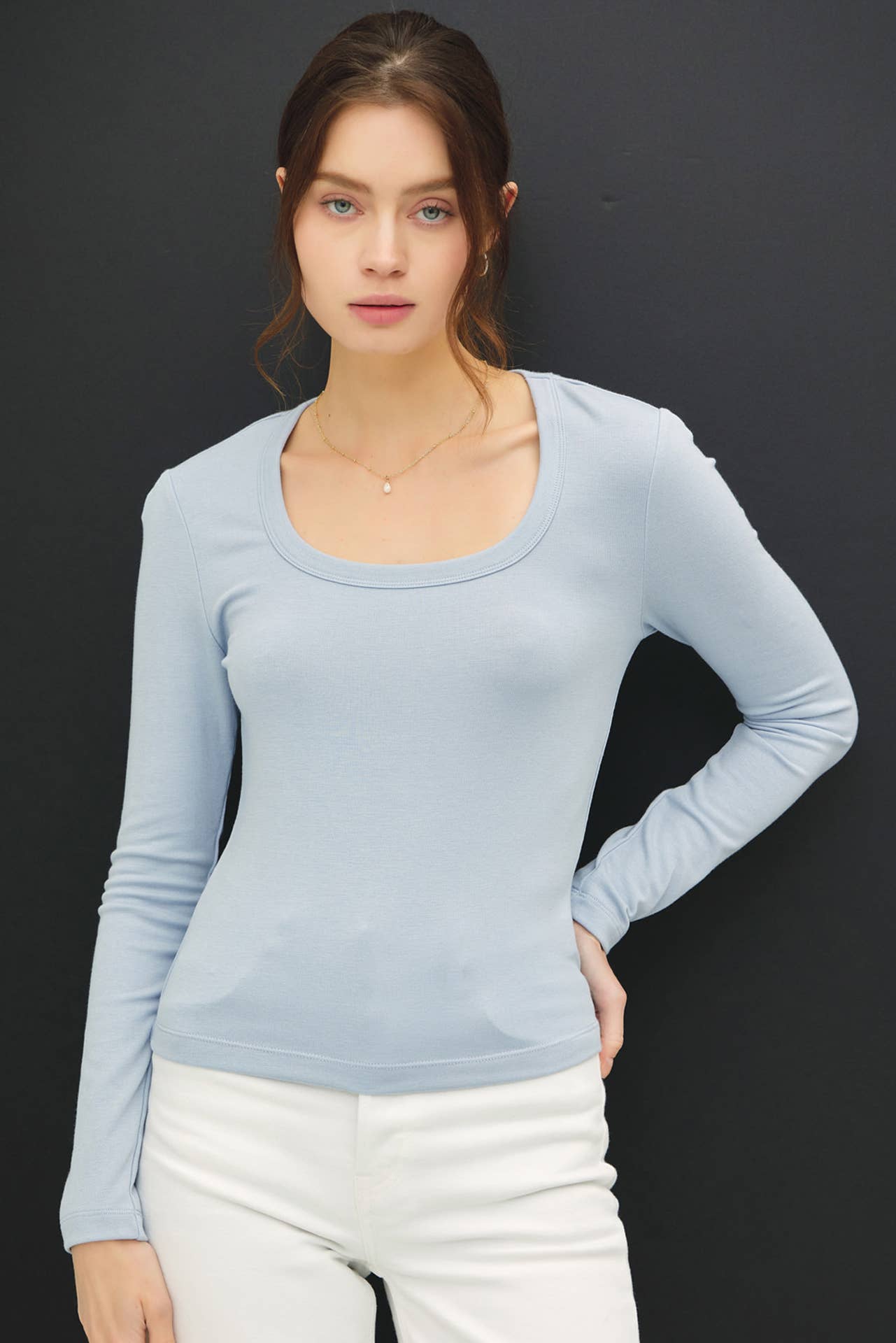 Be Cool - Wholesale Knit Top - Women's - BASIC SCOOP NECK LONG SLEEVE TOP4