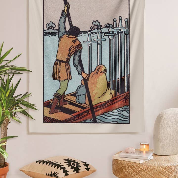 Tapiz de 6 de espadas para venta al por mayor de Nirvana Threads