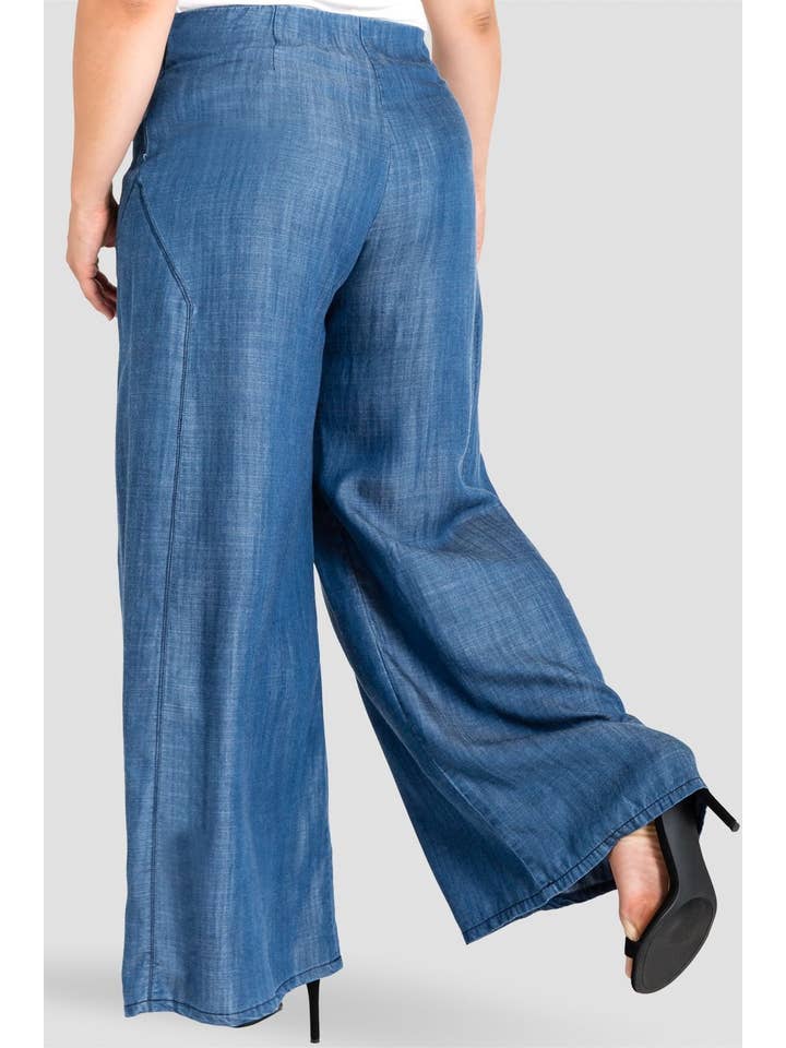 Standards & Practices - Wholesale Jeans - Women's - Plus Size Women's Wide Leg Denim Tencel Palazzo Pants4