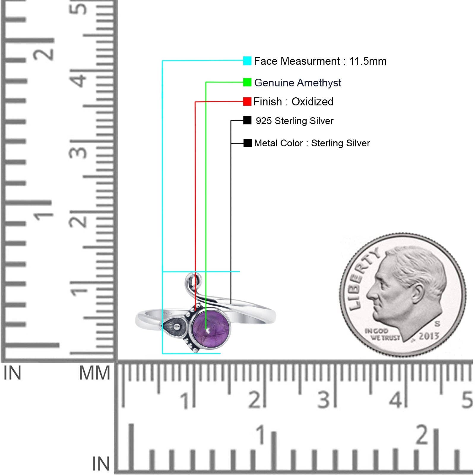 Ametyst CZ Rund ametyst CZ perlering oxideret for engroshandel på Faire3
