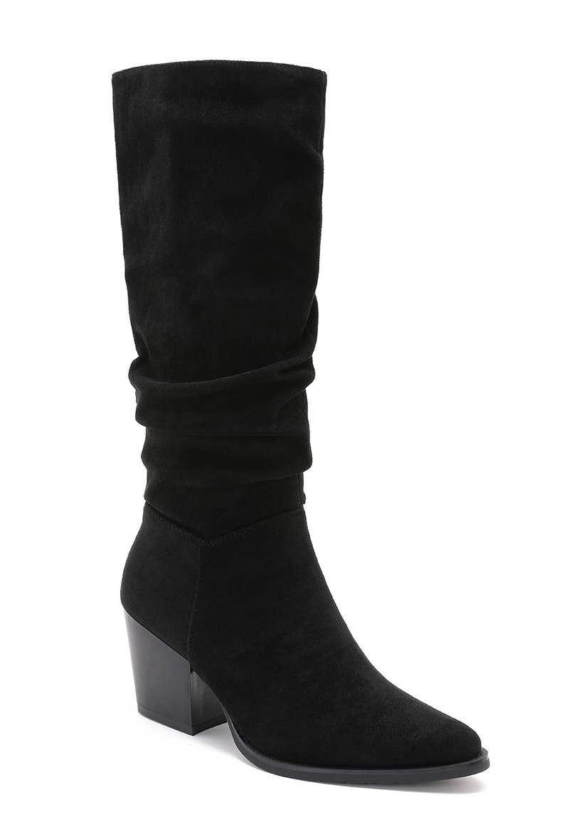 Joia Paris - Wholesale Boots - Unisex - Elegant block heel boots with pleated shaft WZ-11113