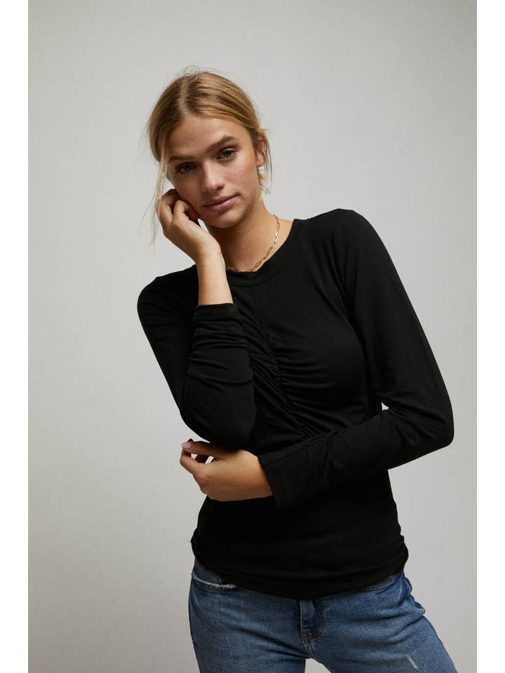 Cerule - Wholesale Knit Top - Women's - Long Sleeve Cinched Open Back Top