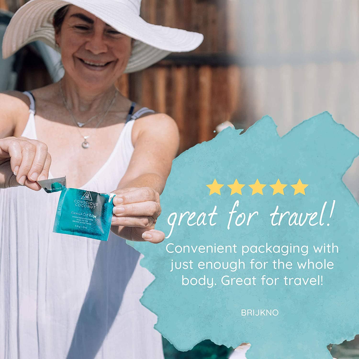 Conscious Coconut - Vente Lingettes visage et corps - Lingettes à l'huile de noix de coco biologique (25 lingettes)2