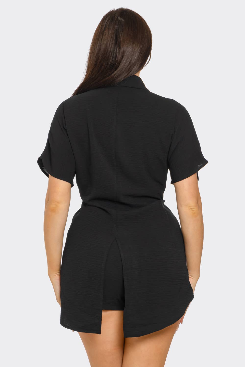 Julia by LoveJ - Vente Ensemble haut et short (PAS d'intérieur) - Femme - Ensemble haut fendu surdimensionné à nouer devant et short17